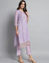chic lavender linen cotton trendy fashioner linen cotton readymade suit collection with lavender rayon rt8932-184887 Back View